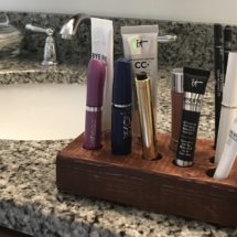 DIY scrap wood makeup organizer